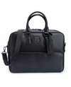 Black Leather Business Bag with Front Zip Pocket