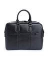 Black Leather Business Bag with Front Zip Pocket