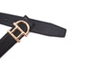 Black belt with gold dalk-bit buckle