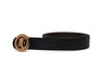 Black and brown belt with gold head logo