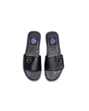 Black leather slide with Dalk-bit logo