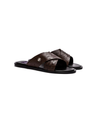 Brown Croc Leather Slide with Silhouette logo