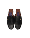 Black Basket mules with Gold silhouette logo