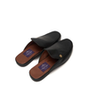 Black Basket mules with Gold silhouette logo