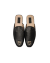 Black leather mules Gold Dalk-bit logo