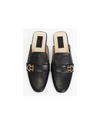 Black Velvet mules with Gold Dalk-bit logo