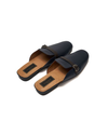 Blue leather mules with Buckle