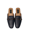 Blue leather mules with Buckle