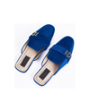 Blue Velvet mules with dalk-bit logo