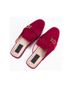 Burgundy Velvet mules with dalk-bit logo