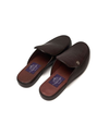 Dark Brown Basket mules with Gold silhouette logo