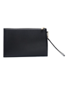 Black clutch purse with dalk-bit logo