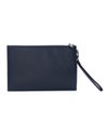 Blue clutch purse with Silhouette logo