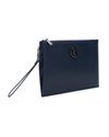 Blue clutch purse with Silhouette logo