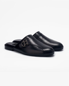 Black mules with Strap and Black Dalkbit Logo