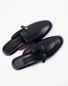 Black mules with Strap and Black silhouette logo