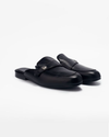 Black mules with Strap and Black silhouette logo