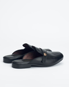 Black mules with Strap and Gold silhouette logo