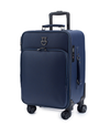 Navy Blue Leather Luggage with front pocket
