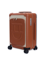 Tan Embossed Luggage With Wide Handle