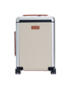 Tan Embossed Luggage With Wide Handle