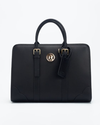Black double strap business bag with head logo