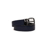 Blue Reversible belt with polished Black buckle
