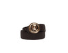 Brown and Black belt with gold head logo